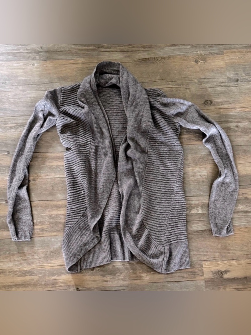 Dynamite Shawl Collar Open-Front Cardigan Gray Size Small